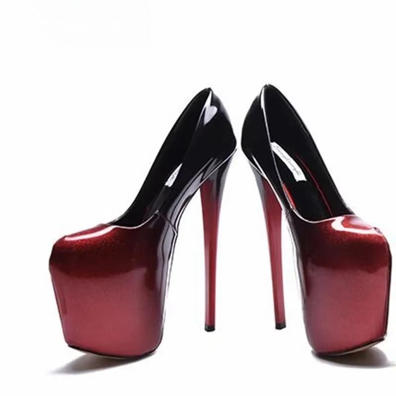 Gradient Color Stiletto Plus:34-49 50 Sexy Women Shoes 19cm Thin Heels