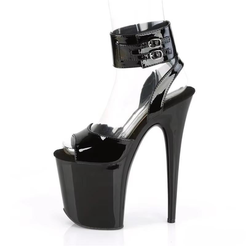 Sexy 20 cm matte black vamp heels, 8 inch stiletto night club sandals