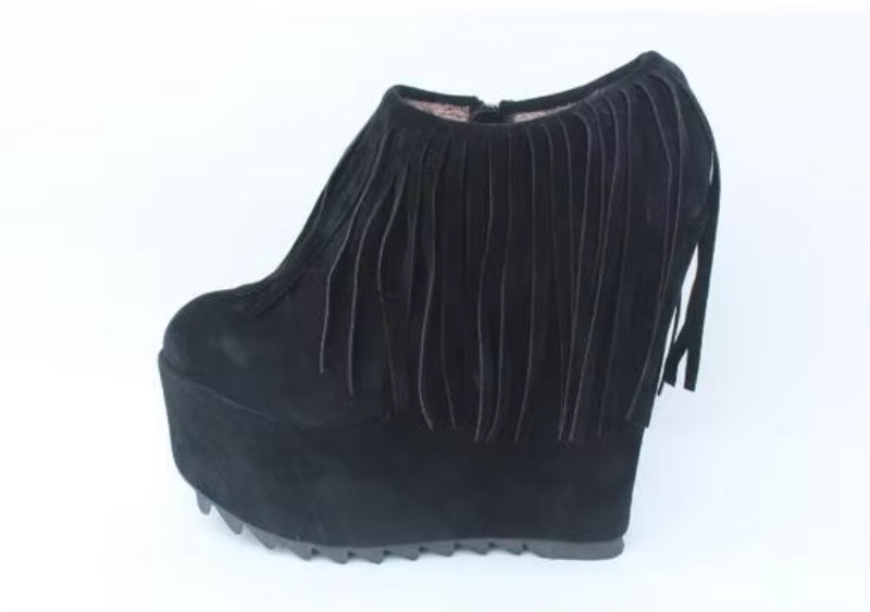 Winter Ankle Boots 15cm High-Heeled Wedges platform shoes