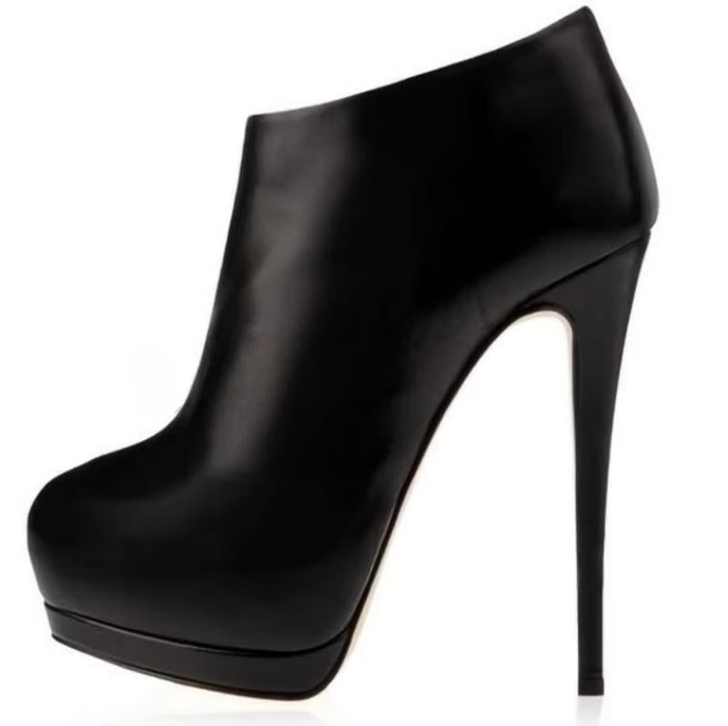 Black Boots Closed Toe Platform Stiletto Heel Fashion Booties