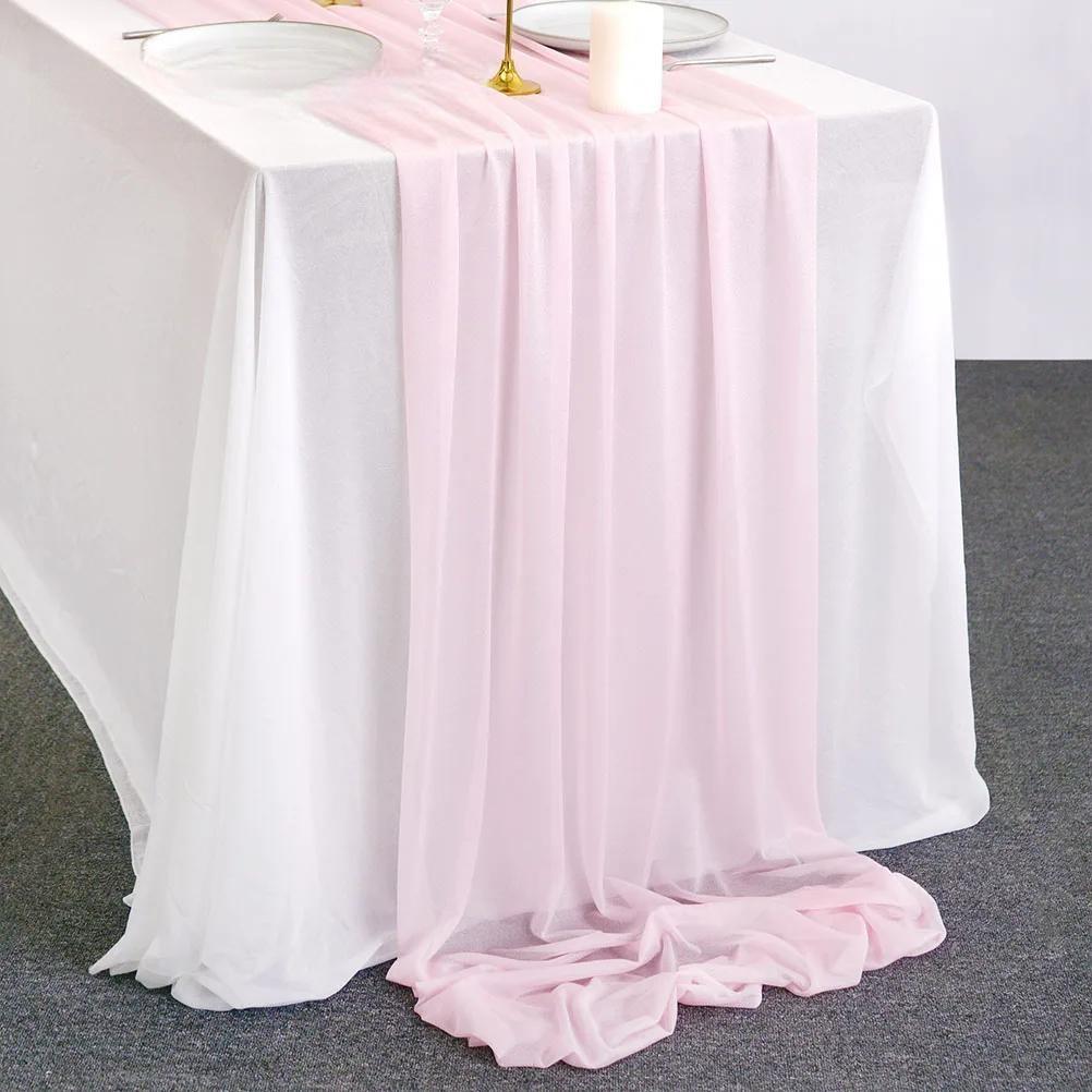 Sheer Chiffon Luxury Solid Colorful Table Runner