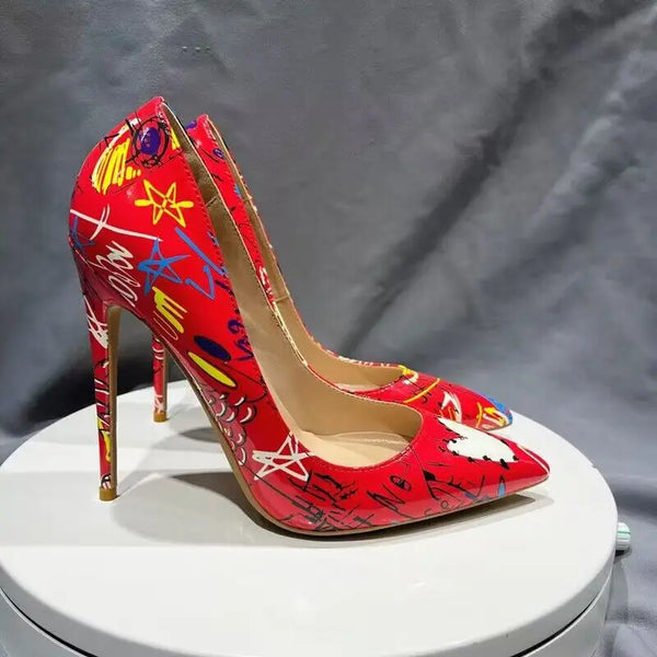 Red Graffiti high heels Women Pumps