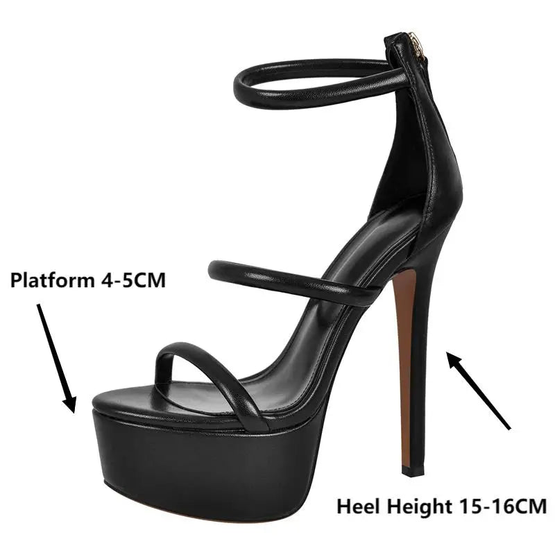 Women Platform Open Toe Thin High Heel Sandals Pumps