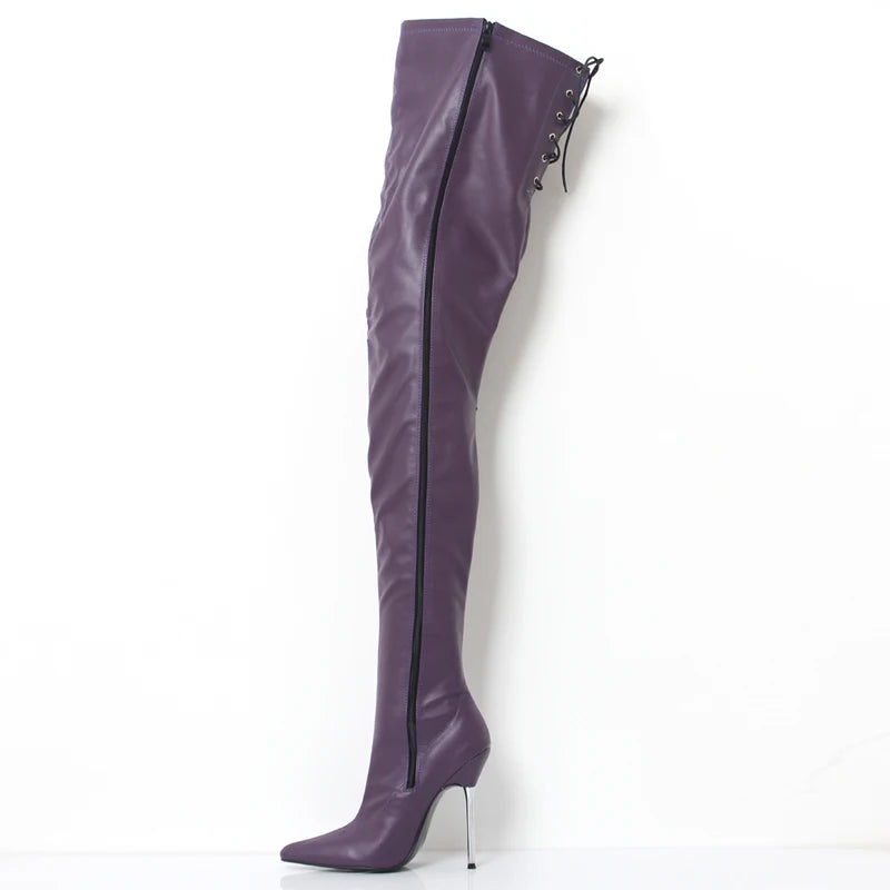 Over-the-Knee Boots 12CM Super High Heel Pointed toe Stiletto Crotch Long Shaft Boots