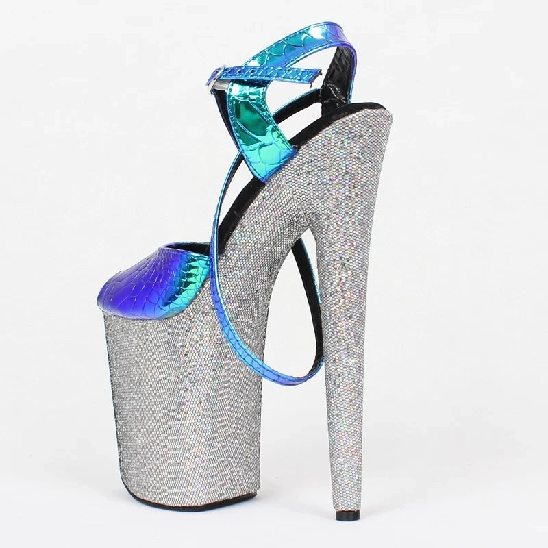 20CM High Heels Platform Sandals Crystal Show Stripper Heels Women