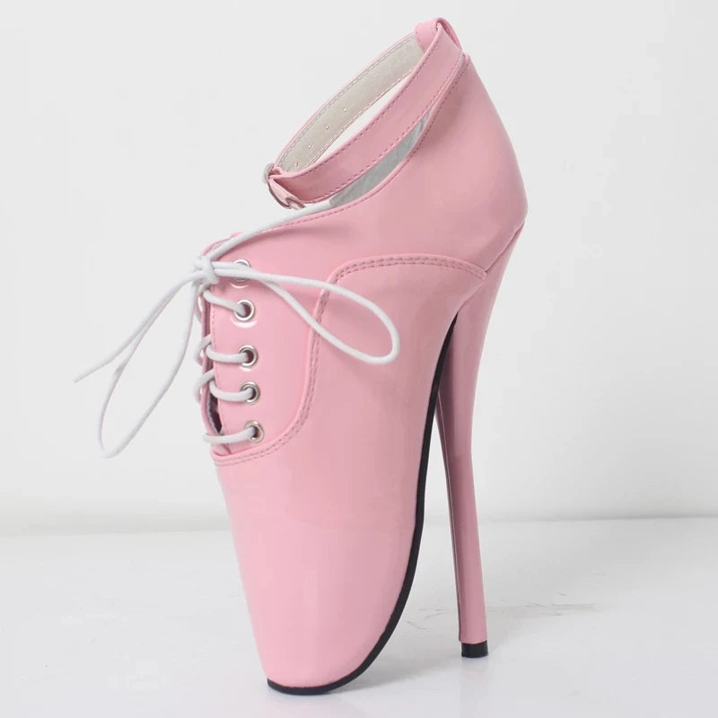 7 inch Super High Heel Shoes Ballet Heels Lace-up BDSM Sexy Fetish Shoes