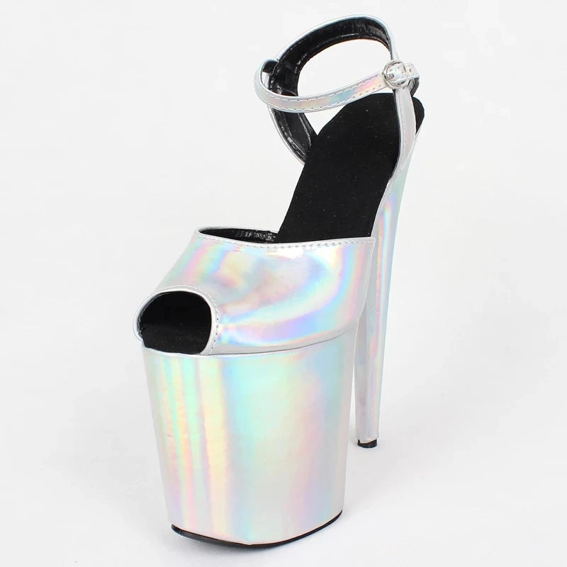 Sexy Pole Dance Party Nightclub Shoes 20CM High Heels With Platform Holographic  Shoes