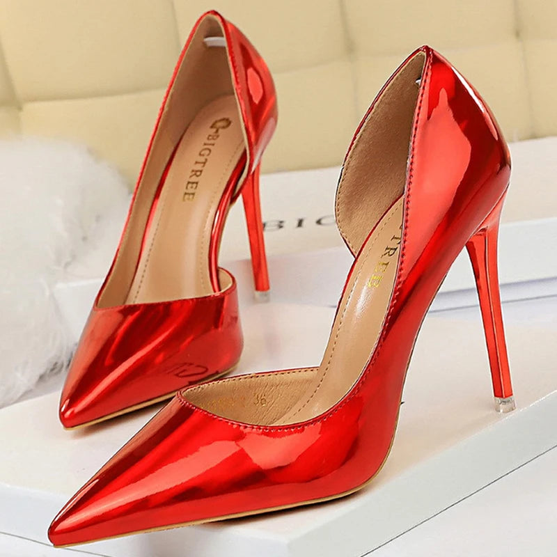 Patent Leather Woman Pumps  Shoes Sexy High Heels Shoes Women