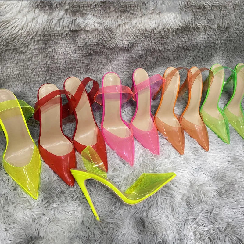 Transparent PVC high heels women's pointed sandals