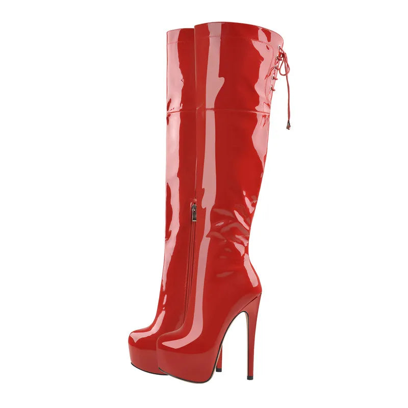 Sexy Platform Zip 16cm Thin High Heel Stiletto Stretch Over The Knee High Boots