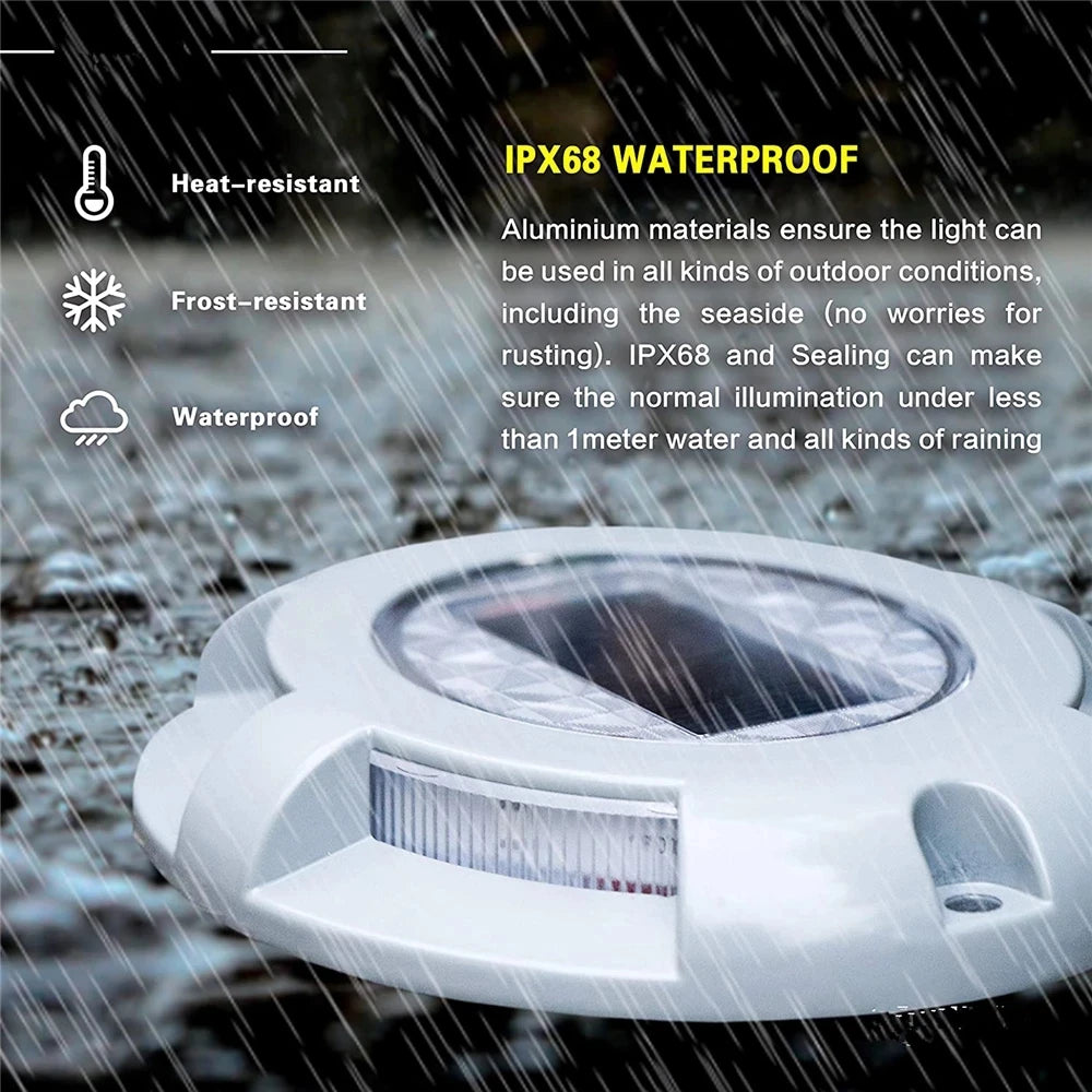 LED Solar Floor Light IP68 Outdoor Waterproof Roadside Aisle Indicator Lamp