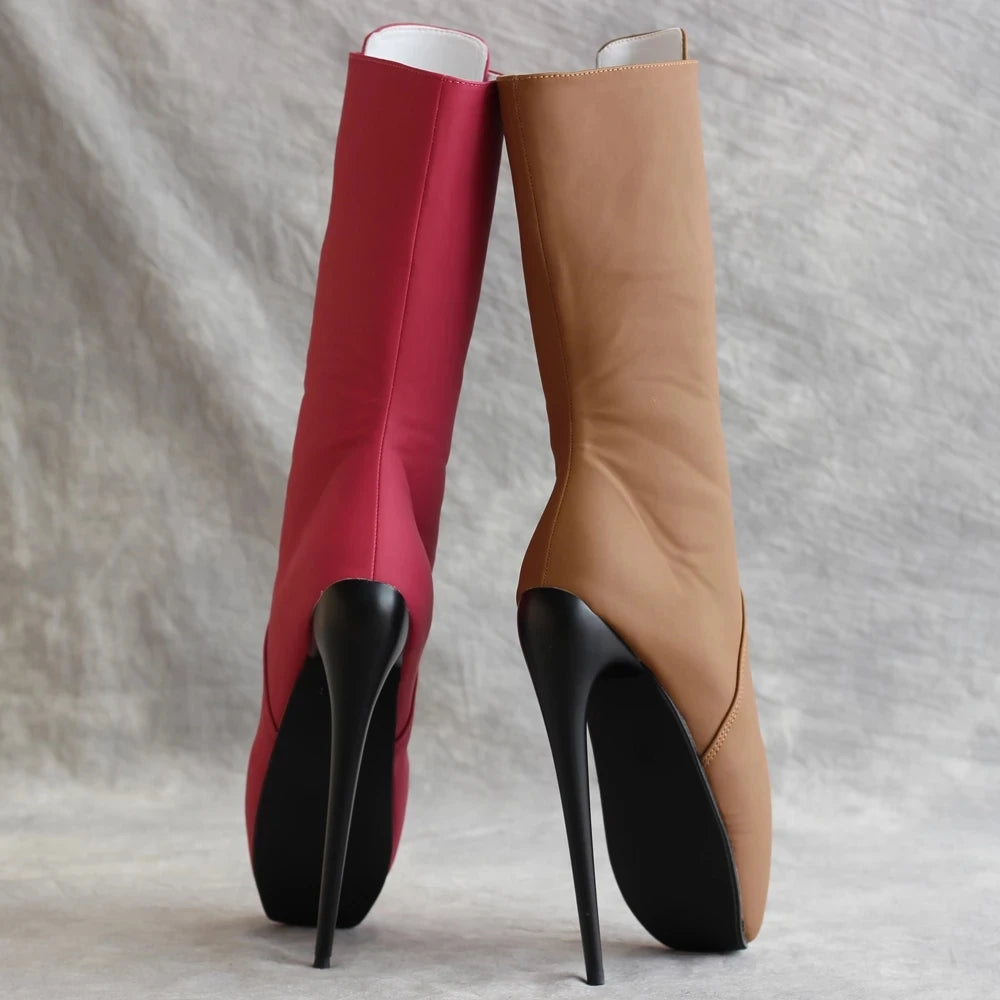 New Ballet Ankle Boots 18CM Super High Heel Front Zip Spike Heels Fashion Sexy Fetish Exotic Shoes