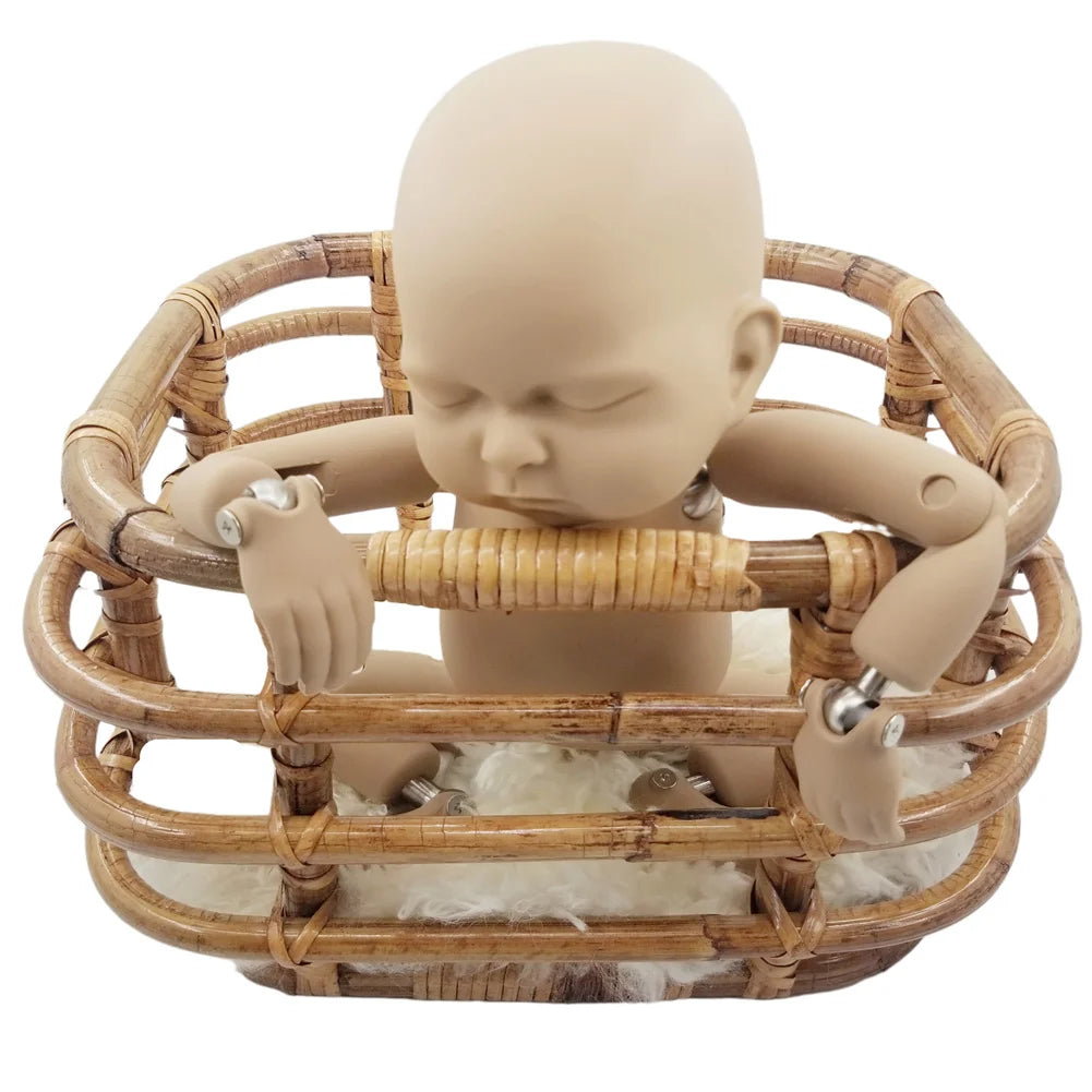 Newborn Photography Props Retro Rattan Round Basket Chair Bebe Photo Accesories