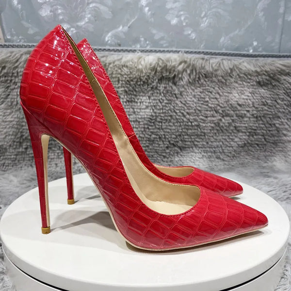 12cm Fashion women's party shoes Red stone high heels