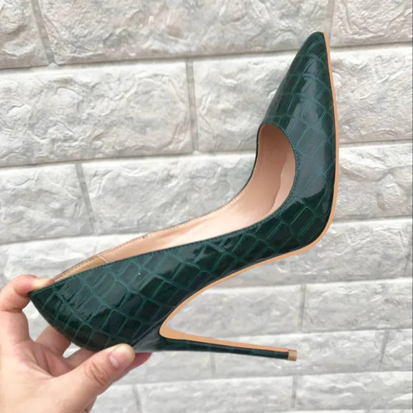 blackish green women's pointed high heels