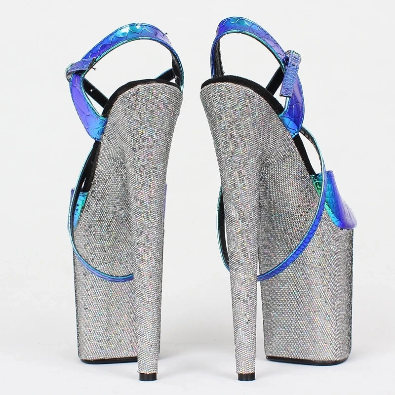 20CM High Heels Platform Sandals Crystal Show Stripper Heels Women