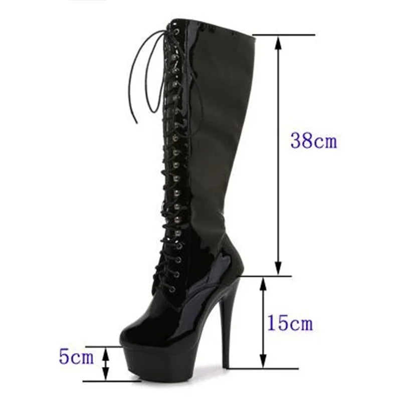 Fashion Knee High Long Boots Women's Shoes 15cm Thin Heels