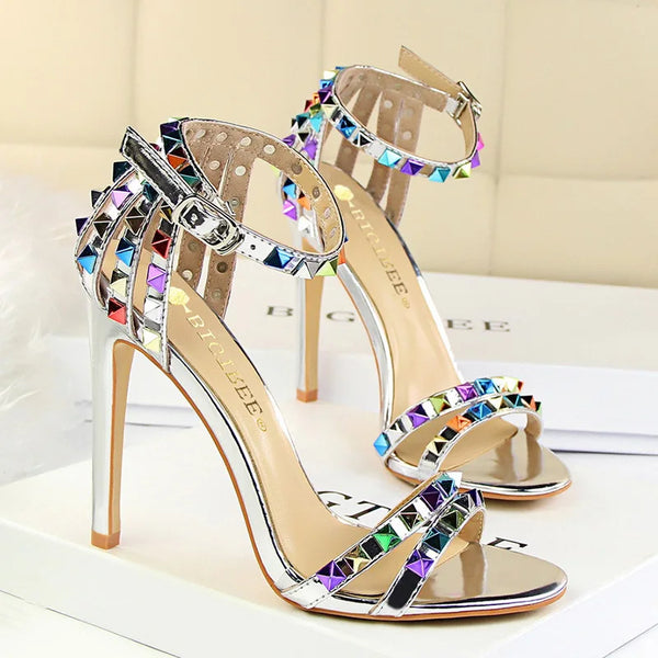 New Rivet High Heels Roman Style Women Heels Sandals Stiletto Heels