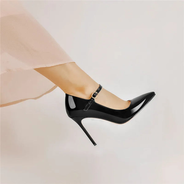 Women Shoes Pointed Toe Mary Jane 10CM  Fashion Thin Heels Pumps