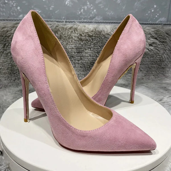 Women's suede high heels narrow pointed shoes