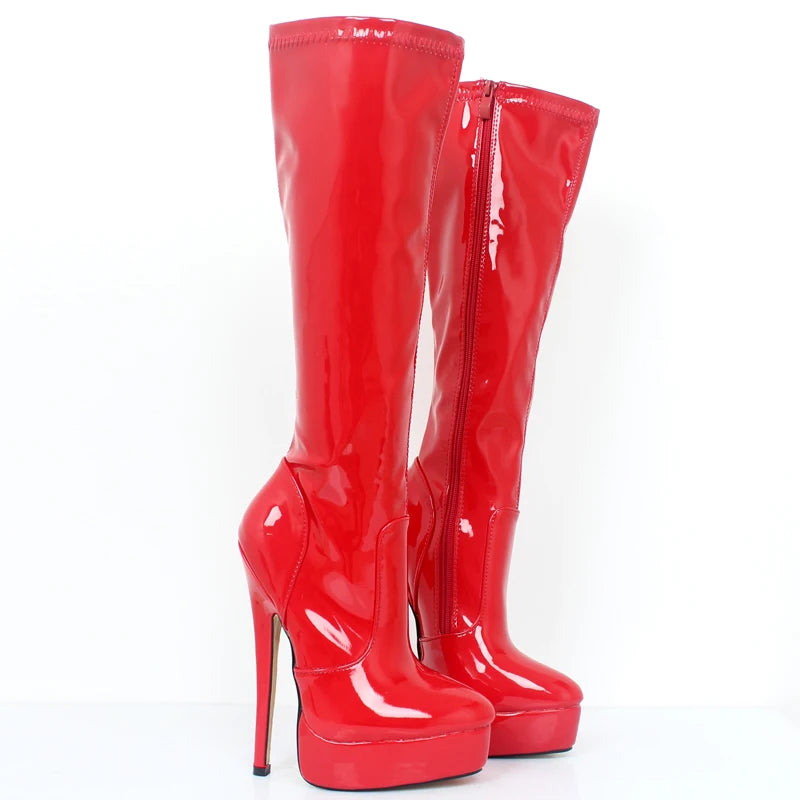 New Arrive Knee-high Boots 18Cm Super High-Heeled Platform Female