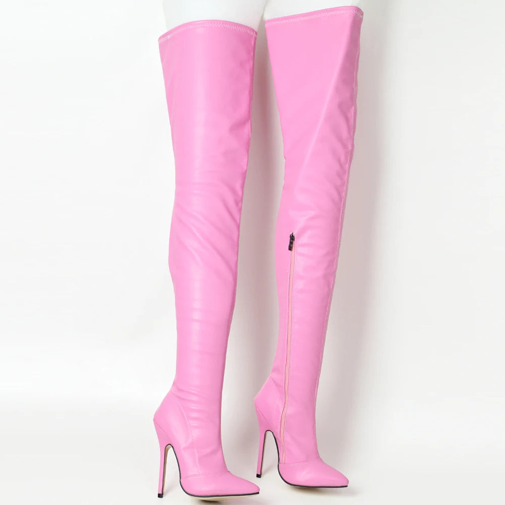 New Over-The-Knee Boots 14CM High Heel Pointed-toe Side-Zip Sexy Thigh Long Boots
