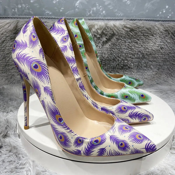 12 cm Women'S silk high heels purple Satin high heels