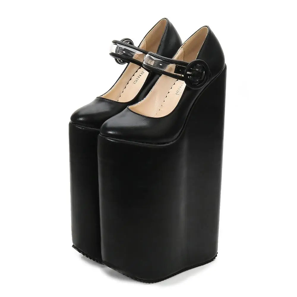 High-Heeled Stiletto Famous Buckle 30cm Wedges shoes woman Fetish Ballet 20cm