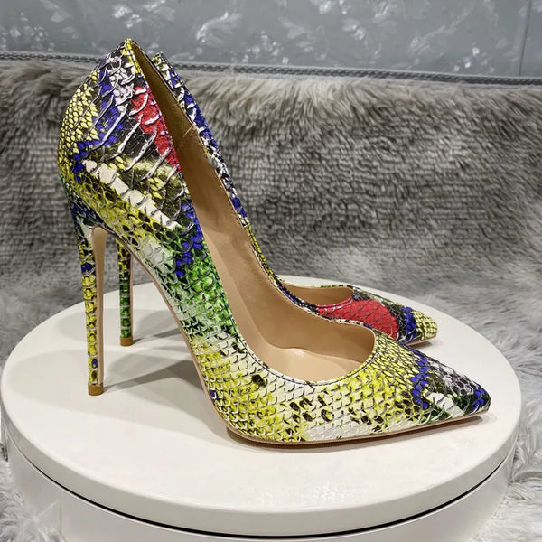 New Snake Print Super High Heels Shoes Women