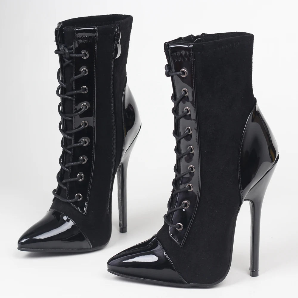 14CM High Heel Pointed toe Cross-tied Women Sexy BDSM Shoes
