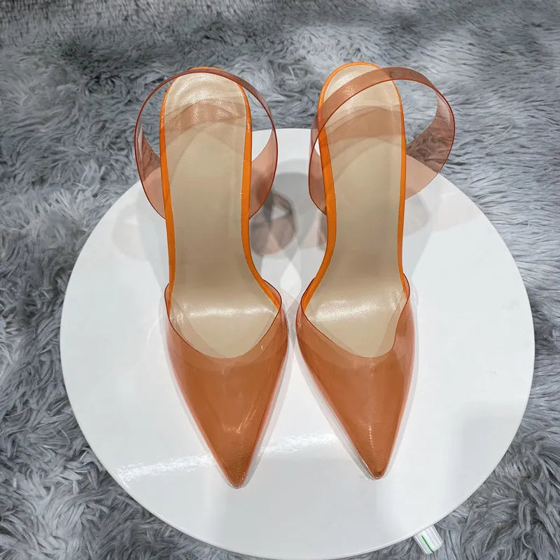 Transparent PVC high heels women's pointed sandals