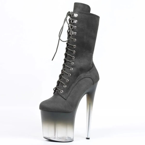 Women Ankle Boots Transparent  20CM High Heel Platform Flannel Ladies Pole Dancer Stripper Shoes