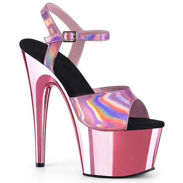 Pink 7-inch heels 17cm electroplated stilettos dancing sandals