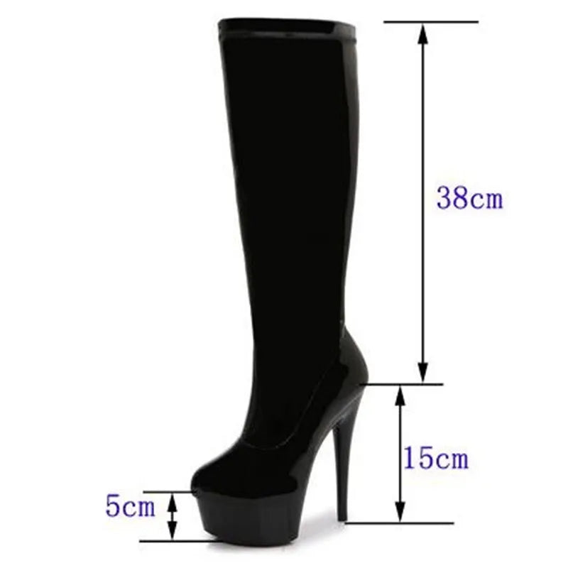 Fashion Knee High Long Boots Women's Shoes 15cm Thin Heels