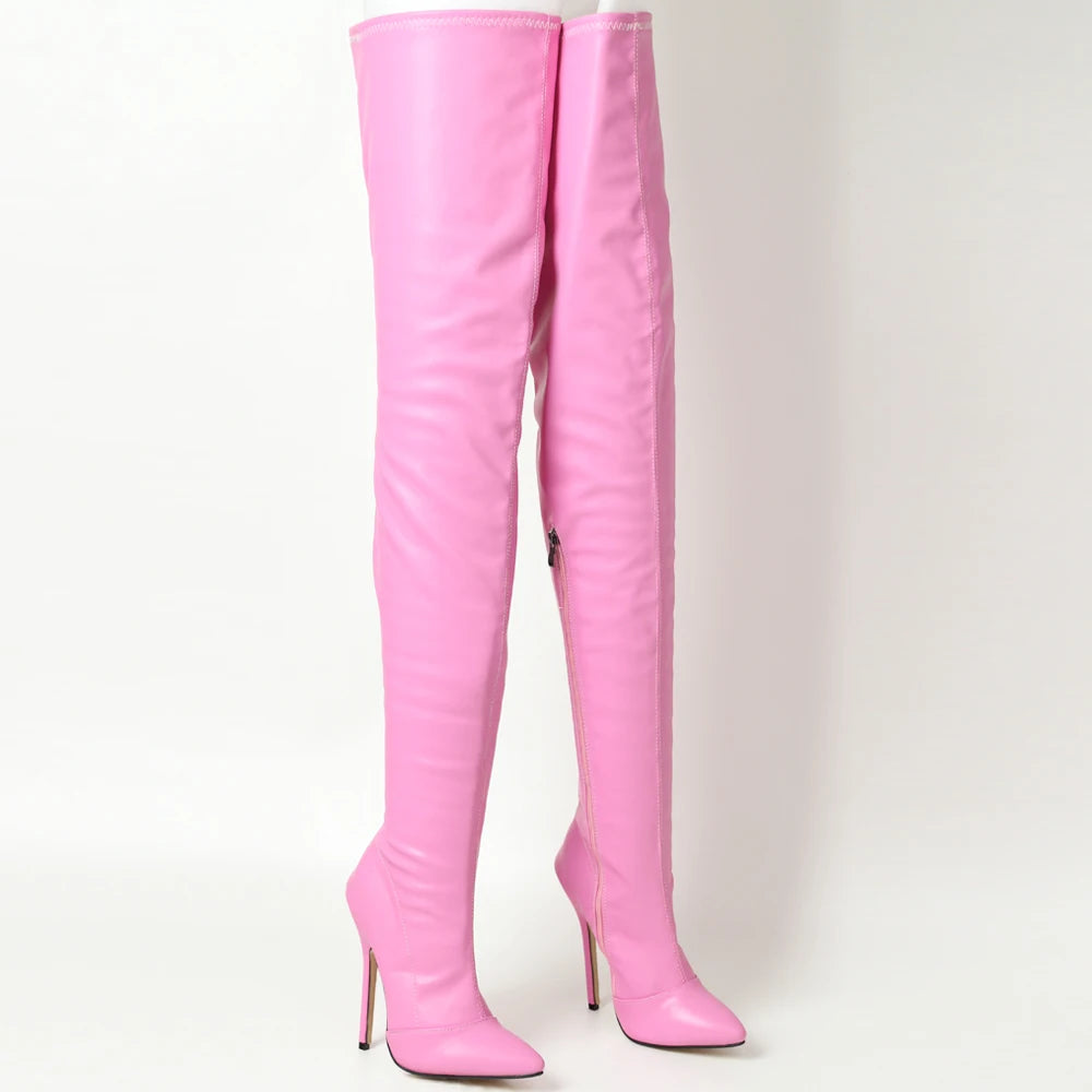 New Over-The-Knee Boots 14CM High Heel Pointed-toe Side-Zip Sexy Thigh Long Boots