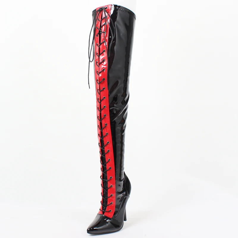 Women Over-the-Knee Boots 12CM Super High Heel Cross-tied Mixed Colors Ladies Shoes
