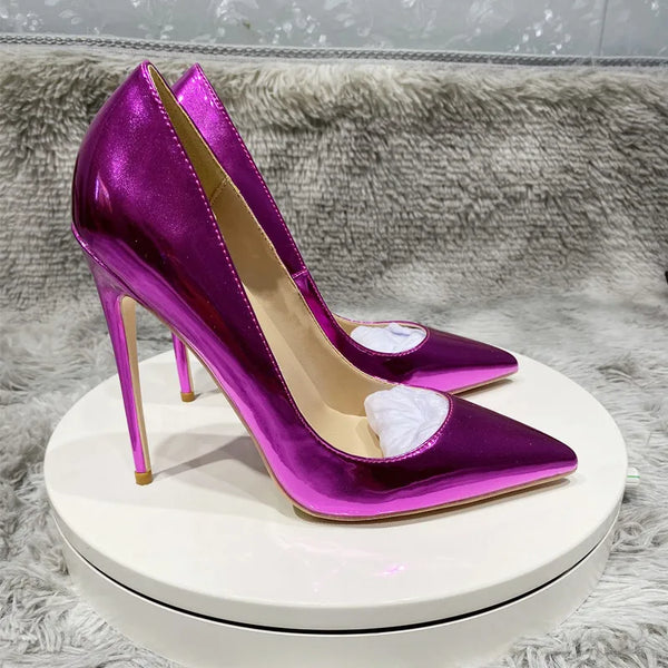 12cm Purple high Women Cute Pointed Toe  High Heel Pumps