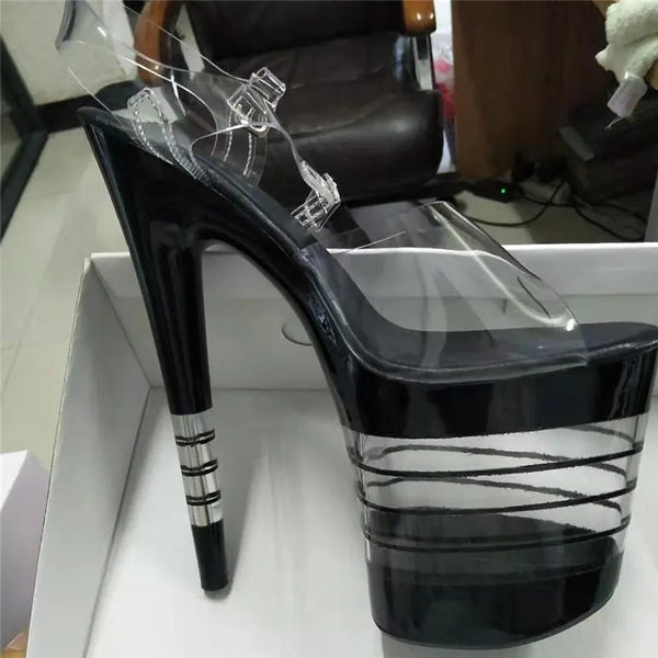 New 8 inch high heels  fashion stripe platform sandals