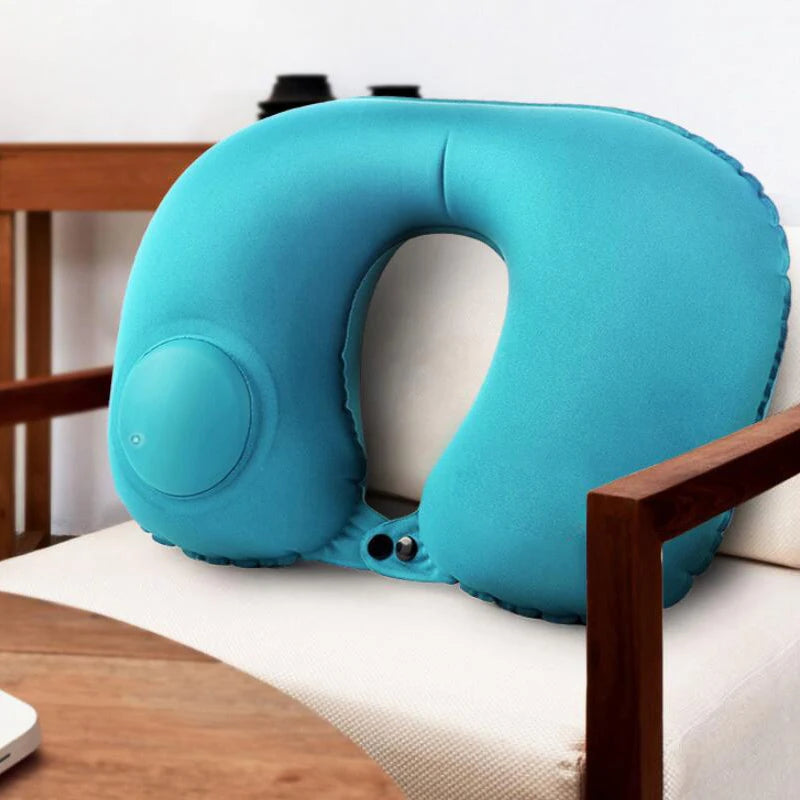 U-Shape Travel Pillow Automatic Air Inflatable Airplane Car Pillows Ring Pillow