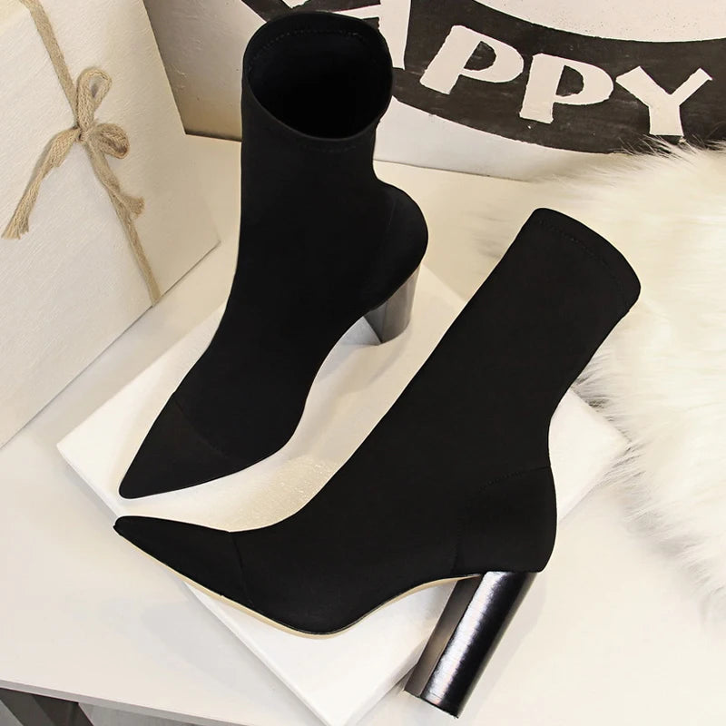 Stretch Boots Sexy Sock Boots Autumn Ankle Boots For Women High Heels
