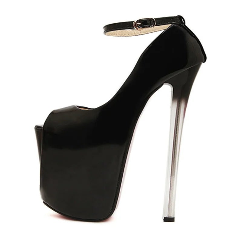 sexy Fetish Stiletto 22cm thin heels platform Buckle women wedding Pumps