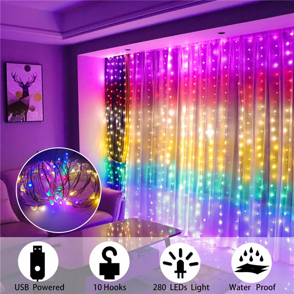 3M USB Rainbow String Light LED Fairy Garland Curtain Light