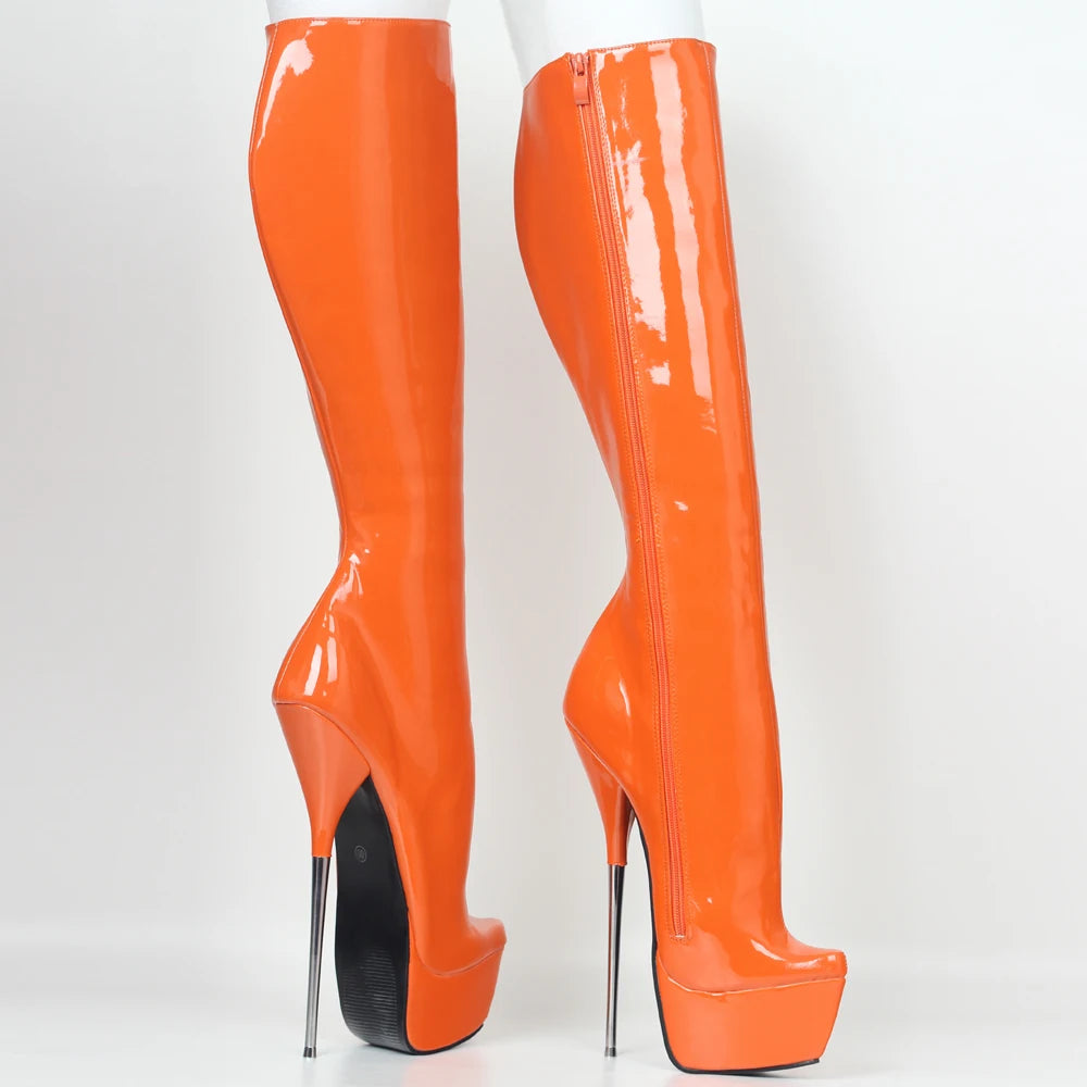 Knee-High Boots Super High Heel Stiletto Metal Thin Heels Platform Women