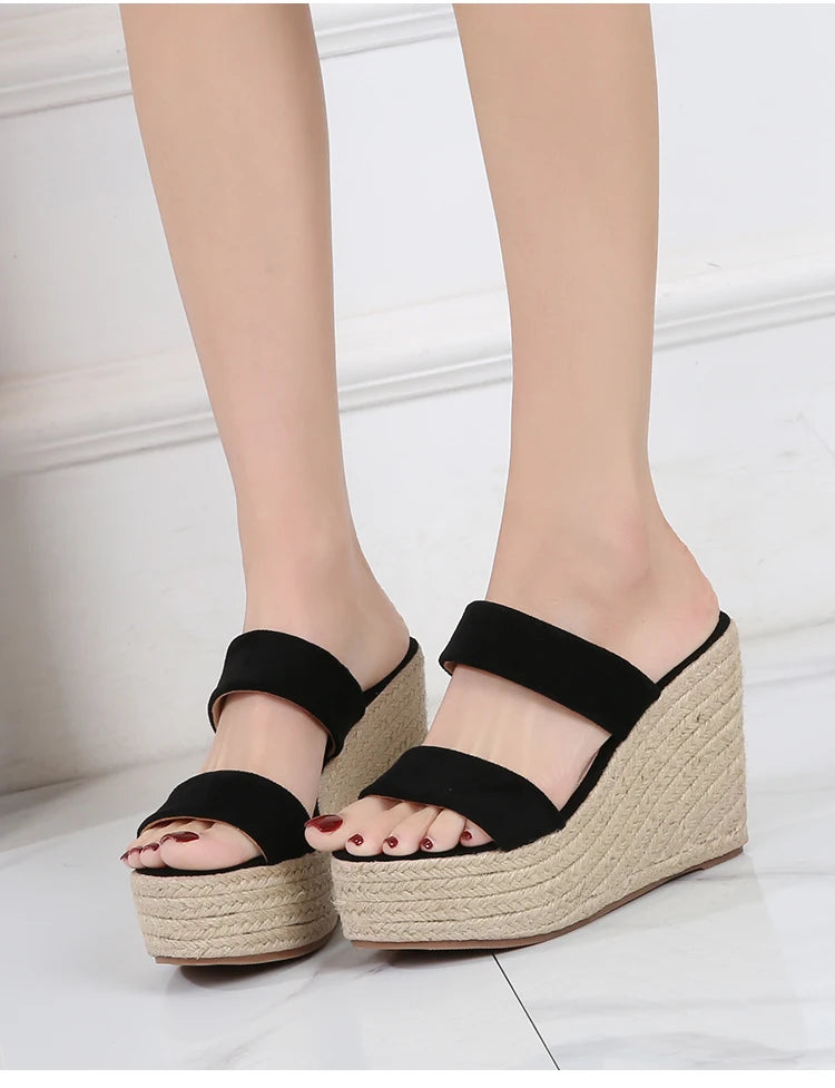 Summer 9cm 11cm High-heeled Women Pumps Platform Hemp shoes