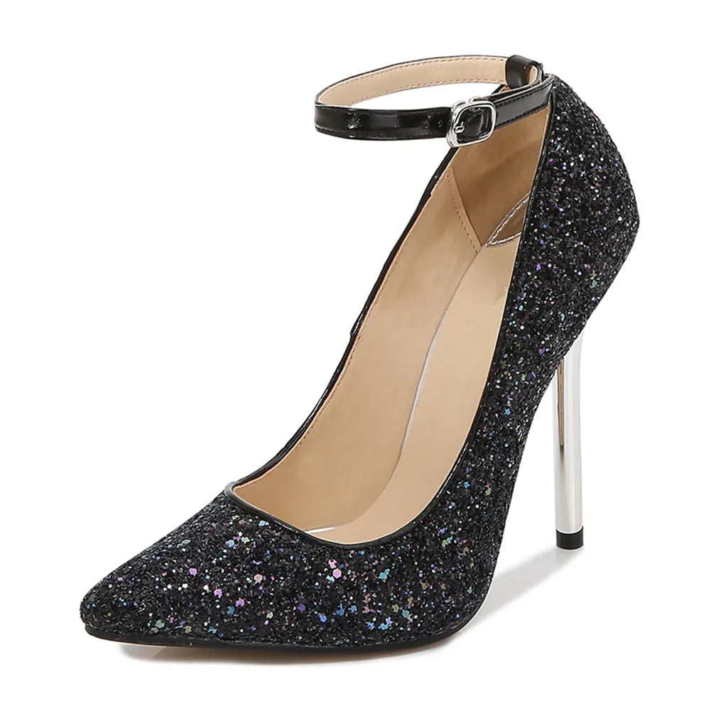 13cm Thin Heels Sequins Shoes Women Wedding Pumps