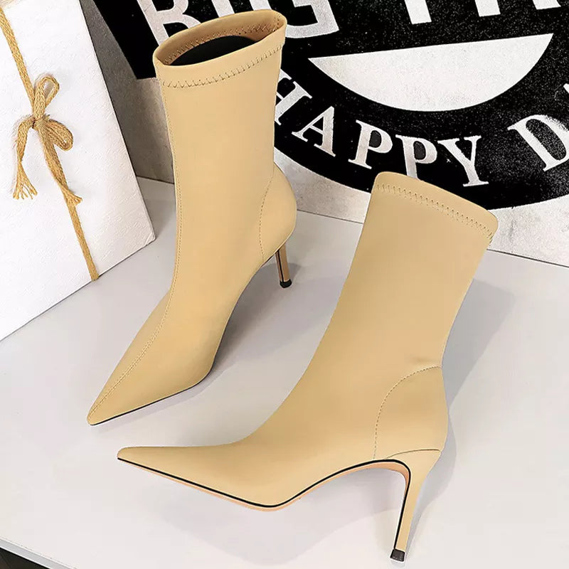 Stretch Boots Fashion Ankle Boots Sexy High-heel Boots Autumn Winter Shoes