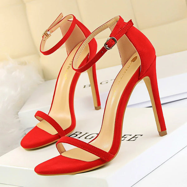 Fashion Sexy Women 's Shoes Super High Heel Suede Word with Summer High Heels