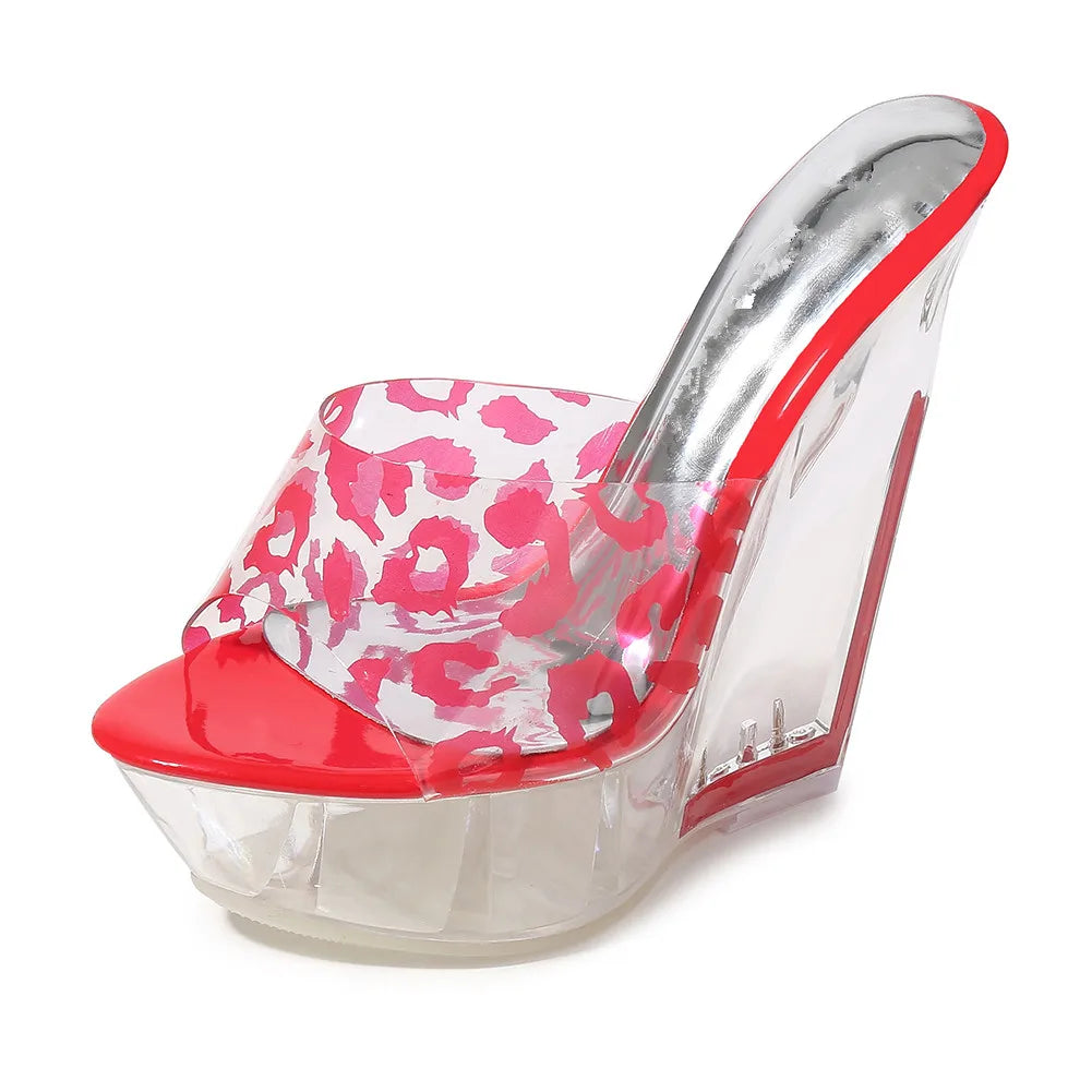 Crystal Slippers 14cm wedges Special-shaped Sandals Platform shoes woman