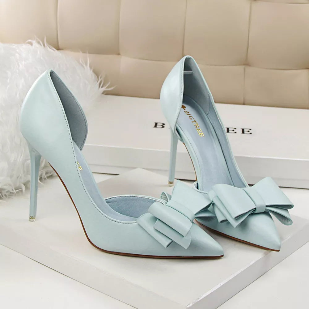 Korean Fashion Women's Shoes Wedding Bow High Heels Stiletto Heels