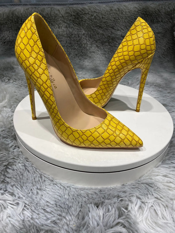 Neon yellow needle Women's high heels 10-12cm high heels